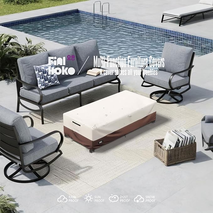 Patio Coffee Table Cover, 100% Waterproof 600D Heavy Duty Outdoor Table Cover - Image 8