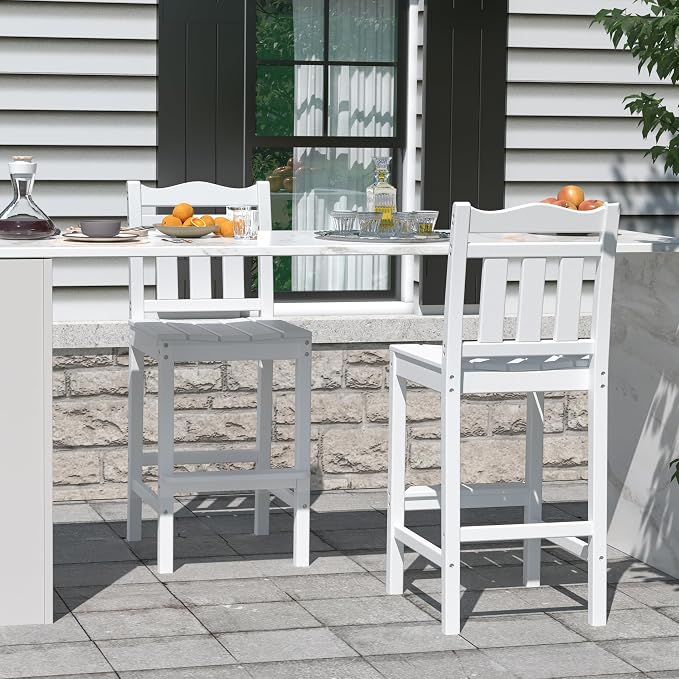 nalone Outdoor Bar Stool, HDPE Tall Adirondack Chair Bar Chair, Weather - Image 7