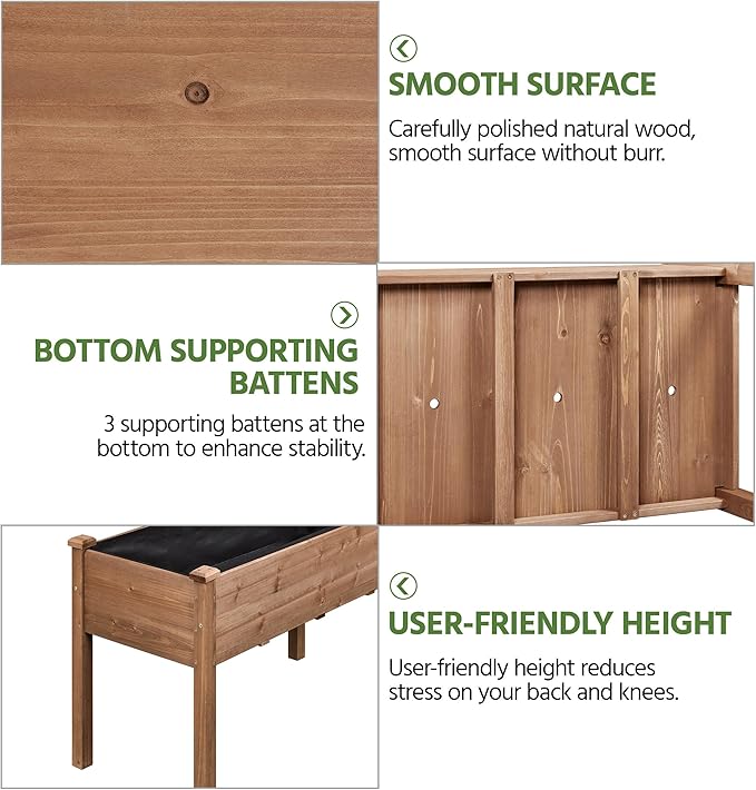 Yaheetech 1pc Raised Garden Bed 48x24x30in Elevated Wooden Horticulture Planter - Image 6