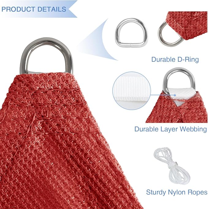 E&K Sunrise 26' x 26' x 26' Sun Shade Sail Triangle Canopy Shade Cover UV Block - Image 4