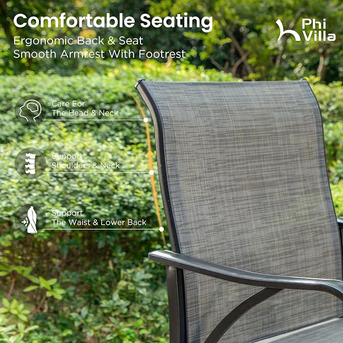 PHI VILLA Outdoor Swivel Bar Stools Set of 4, High Top Patio Bar Stools & Chairs - Image 7