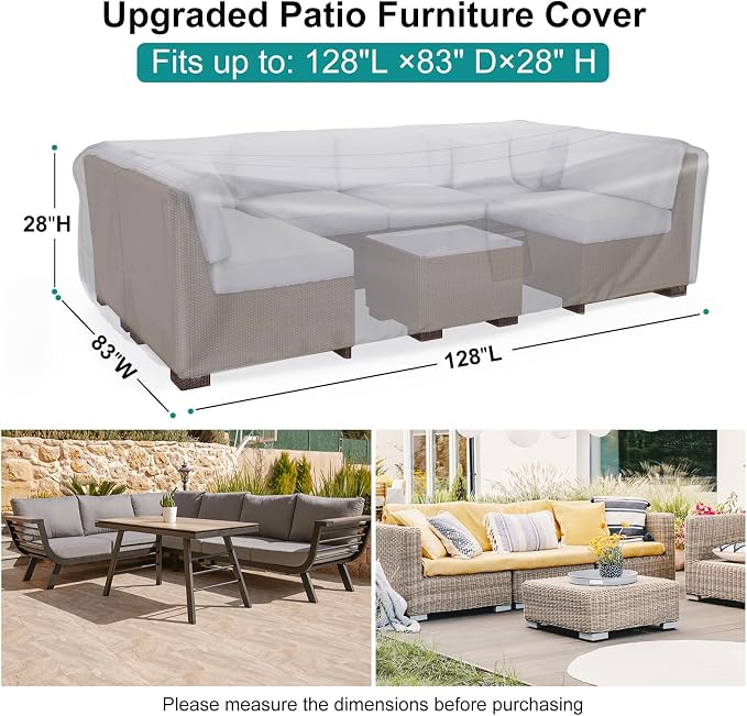Patio Furniture Set Cover Waterproof, Heavy Duty 600D Funiture Covers - Image 2