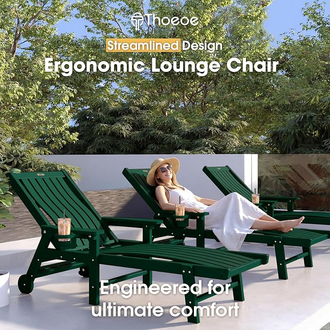 Patio Chaise Lounge Chair Set of 2, Oversized Lounge Chair Outdoor - Image 3