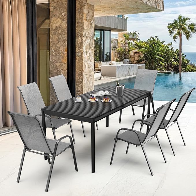 VINGLI Patio Chairs Set of 8 – Stackable Outdoor Dining Chairs - Image 5