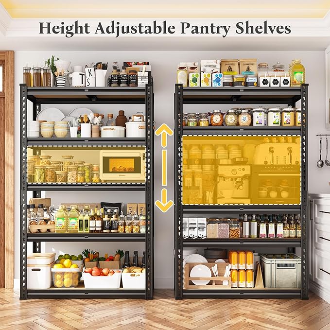 5 Tier Garage Shelving 2020LBS Storage Shelves, Adjustable Heavy Duty Metal - Image 4