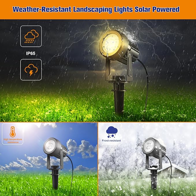 APONUO Solar Spot Lights Outdoor 6-in-1 Landscape Lighting Dusk to Dawn Solar - Image 5