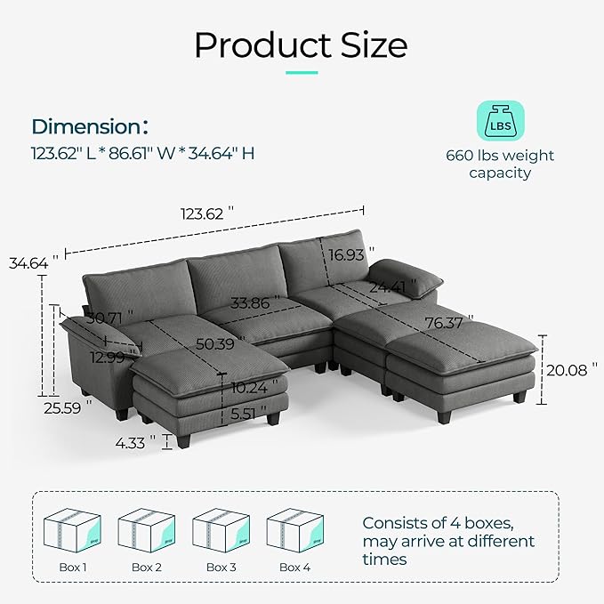 LINSY HOME Modular Sectional Sofa - Image 2