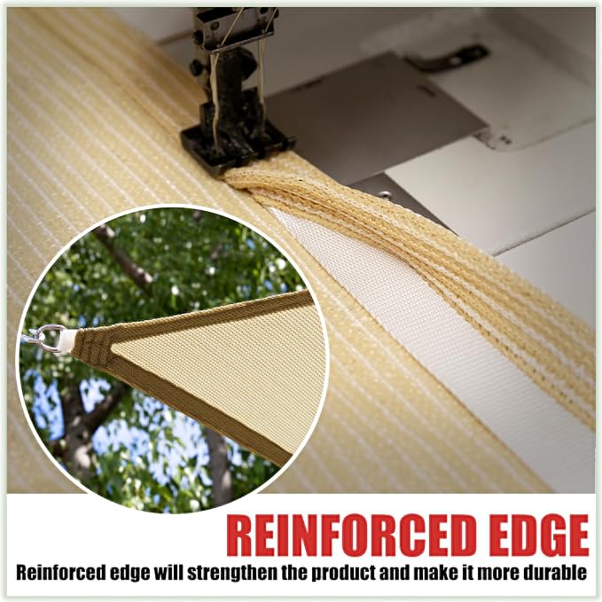 ColourTree TAPR1616 Custom Size 14' x 15' Sand Beige Sun Shade Sail Canopy UV - Image 5