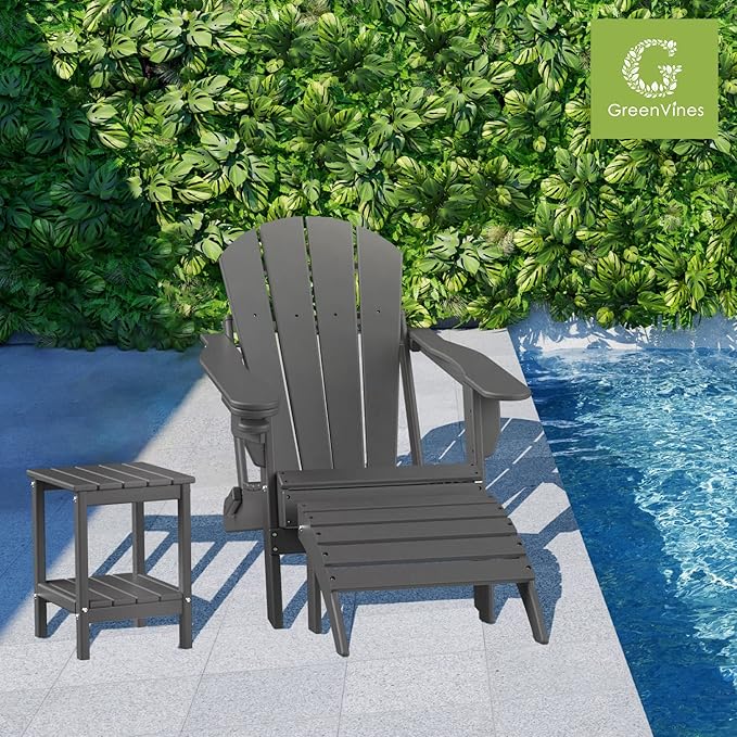 GREENVINES Adirondack-Outdoor-Side-Table | Set of 2 | 14 x 13 Inches | HDPE - Image 2