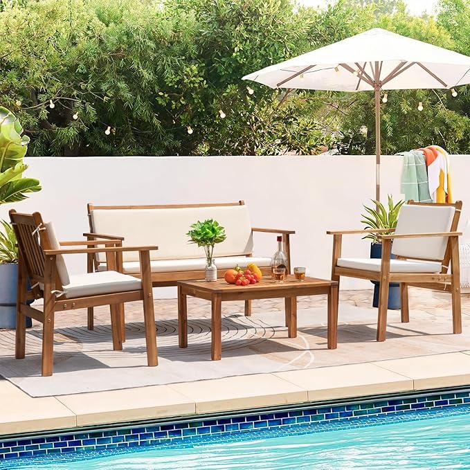 Greesum Outdoor Patio Furniture, 4 Piece Bistro Sofa Set - Image 3