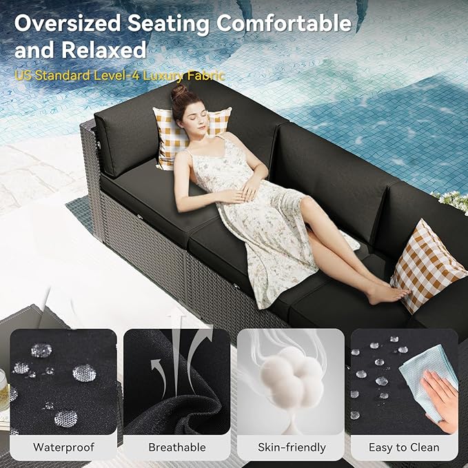 Aoxun Patio Furniture Set, 11 Piece Outdoor Sectional Sofas - Image 3