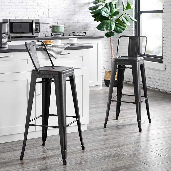 AC Pacific 30” Metal Barstool Set of 2 – Country Rustic Style - Image 2