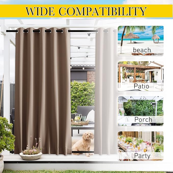 NICETOWN 2 Panels Weighted Blackout Outdoor Curtains - Image 7