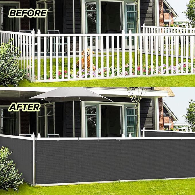 LOVE STORY 3'x10' Dark Grey Balcony Privacy Screen Fence Cover UV Protection - Image 3