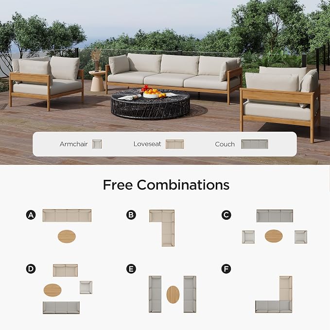 Acanva Modern Outdoor Patio Furniture Set, All-Weather Aluminium Conversation - Image 6