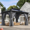 Aoxun 10'x12' Hardtop Gazebo, Aluminum Frame Permanent Pavilion by Aoxun