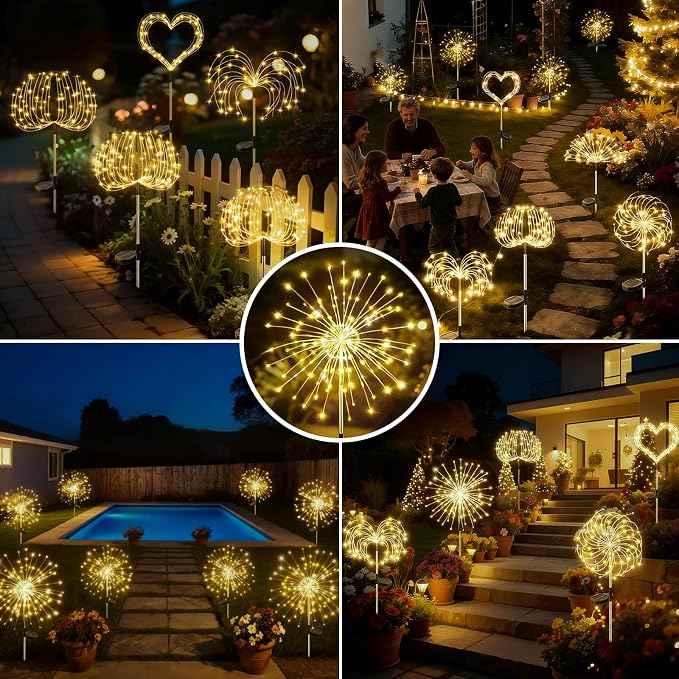 btfarm 1 Pack Solar Garden Lights Outdoor, 8 Modes Firework Lights Solar Powered - Image 7