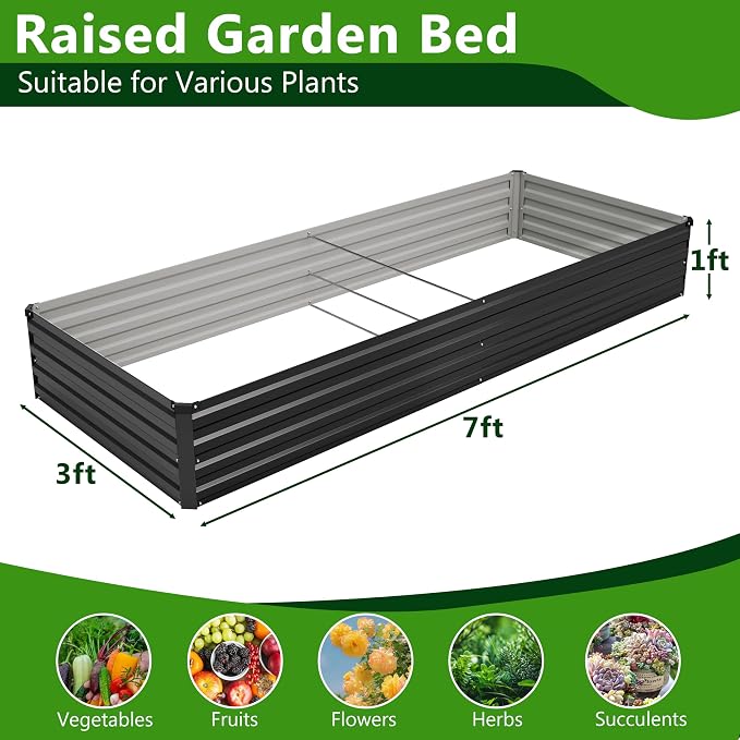 2PCS 7x3x1ft Galvanized Raised Garden Bed Kit, Metal Planter Box - Image 2