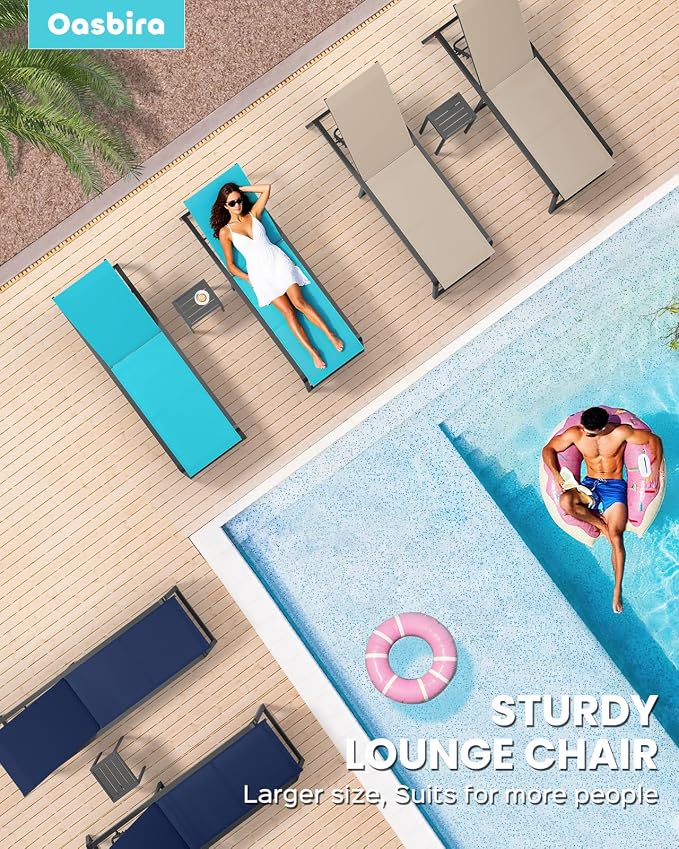 Aluminum Chaise Lounge Chair Outdoor, Foldable & No Assembly Patio Pool Lounge - Image 8