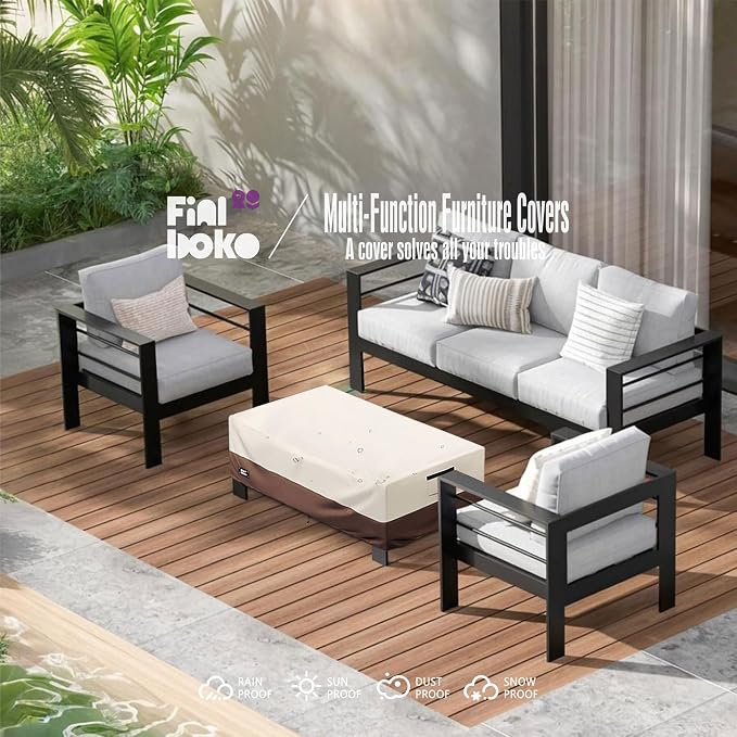 Patio Coffee Table Cover, 100% Waterproof 600D Heavy Duty Outdoor Table Cover - Image 8