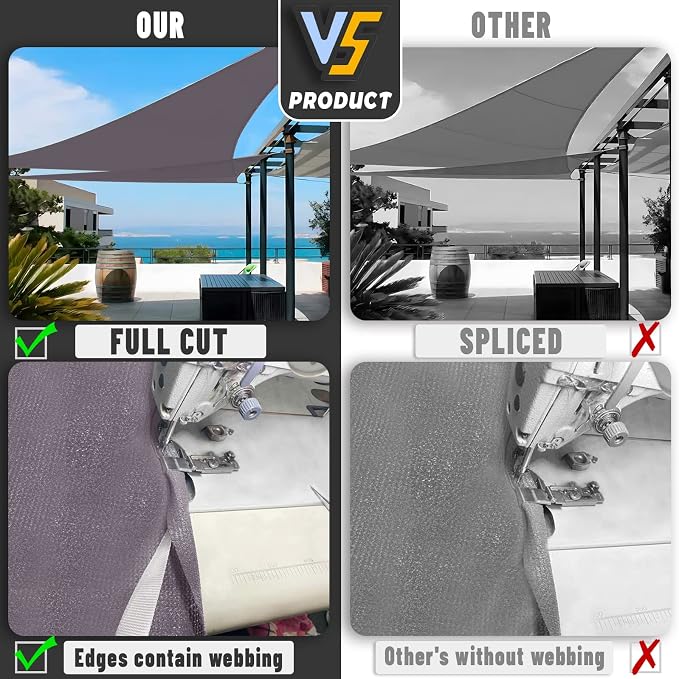 LOVE STORY Custom Size 6'x6'x6' Dark Grey Sun Shade Sail Triangle Sunhsade - Image 7