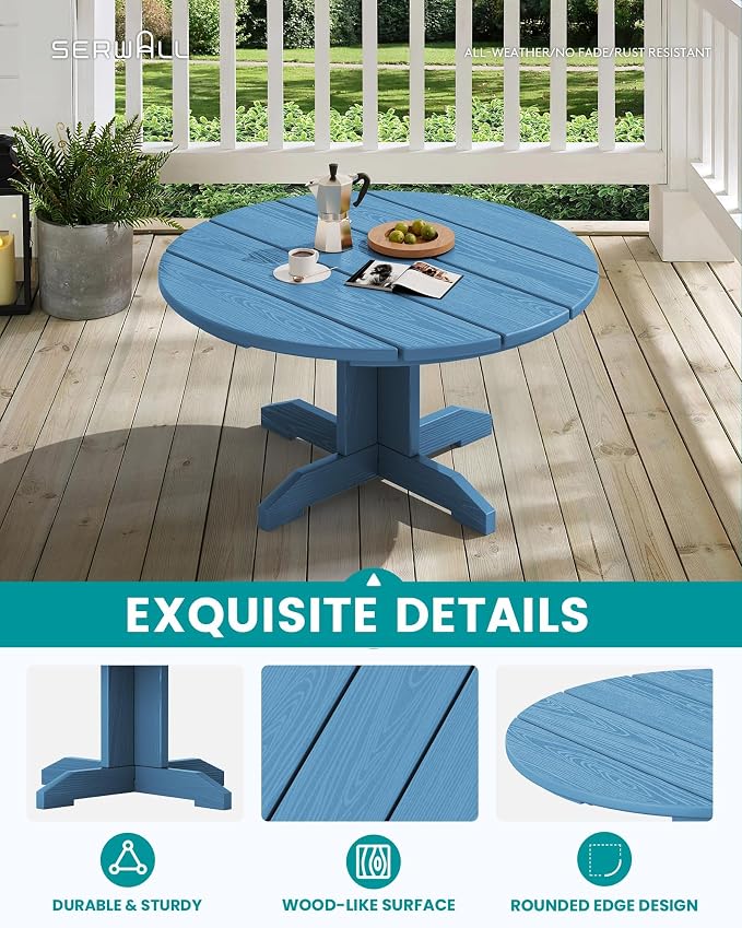 SERWALL 36'' Round Outdoor Coffee Table - Image 3