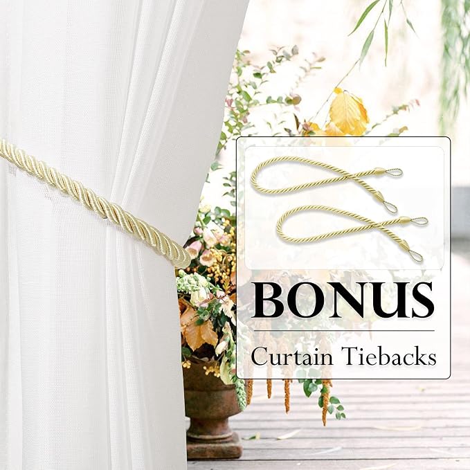 RYB HOME Linen Sheer Outdoor Curtains 84 inch Length 2 Panels Set, Lightweight - Image 2