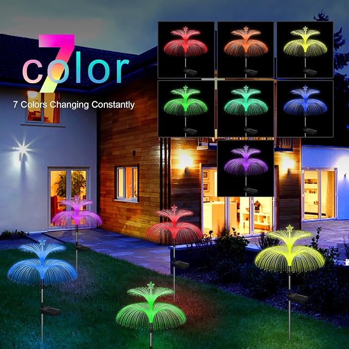 Solar Garden Lights 6 Pack New Upgraded Solar Lights Outdoor Waterproof 7 Color - Image 3