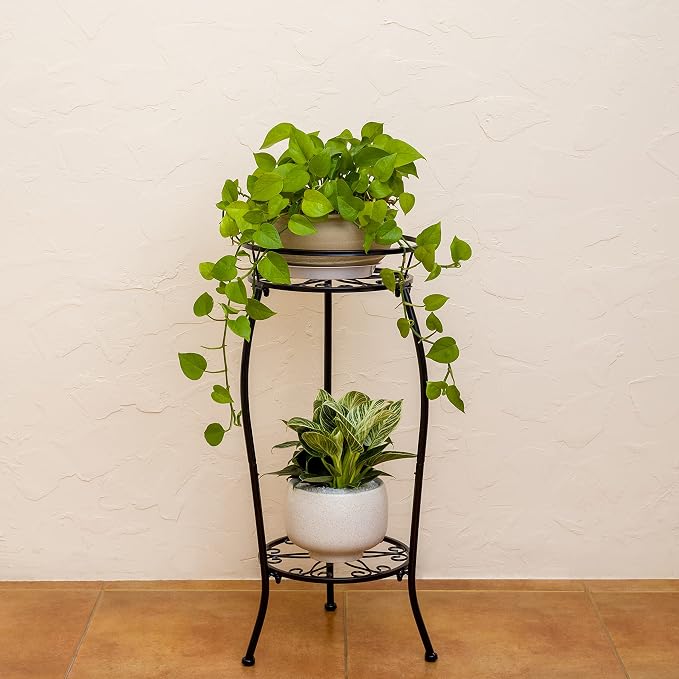 FaithLand 2 Pack Metal Plant Stands, Tall Planter Holder Indoor Outdoor - Image 5