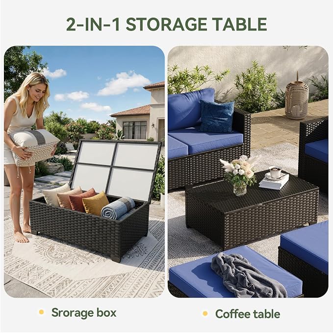 Aoxun 9 Piece Outdoor Patio Furniture Set 8 Seats, Outdoor Sectional - Image 4