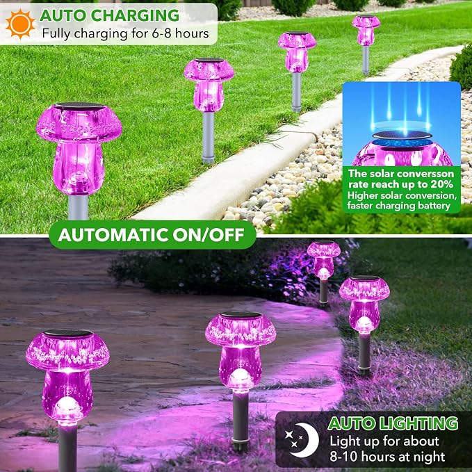 Solar Lights Outdoor, 16 Pack Mushroom Lights Outside Waterproof, Solar Powered - Image 3