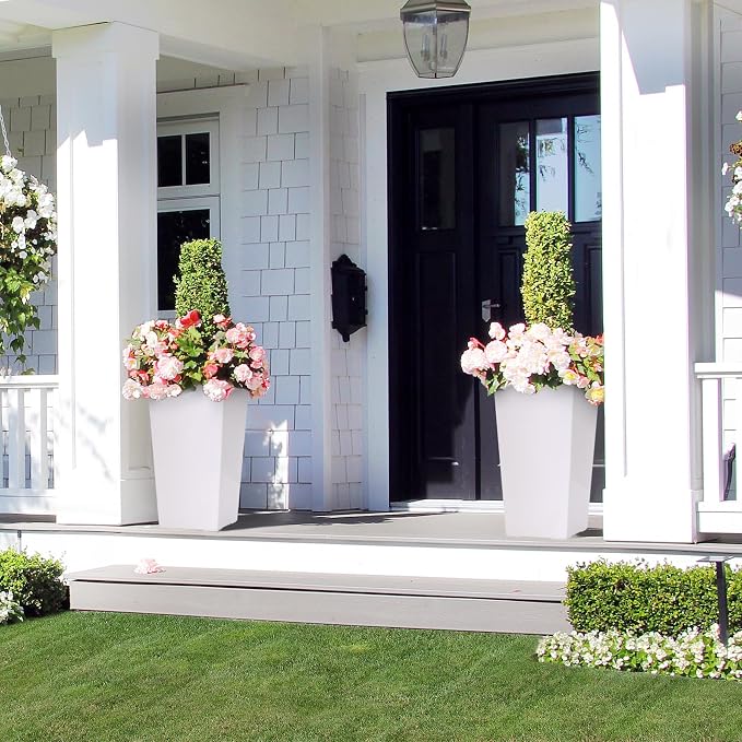 Garvee 22.5" Tall Planters Set of 2, Outdoor＆Indoor Black Planter Pots - Image 4