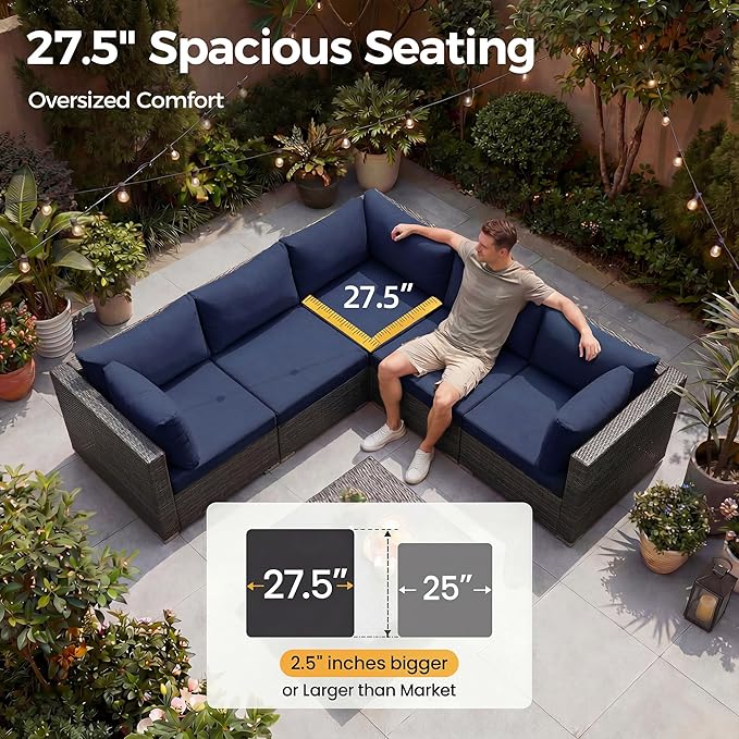 NICESOUL 11 Piece High-End Outdoor Furniture Set, 29.3'' High Back XL Big Size - Image 5
