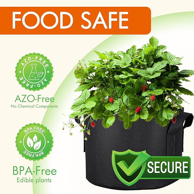 Gardzen 10-Pack 25 Gallon Grow Bags, 300G Thickened Aeration Fabric Pots - Image 6