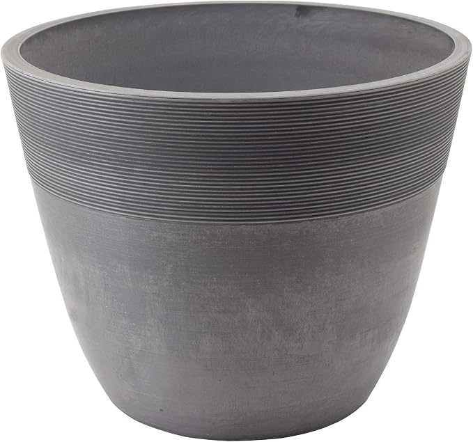 Arcadia Garden Products FM35CT Etched Pot 14x11-Cement by PSW