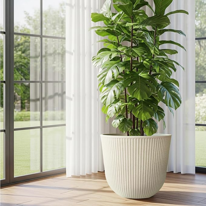 WORTH Garden Round Large Planter Pot Set of 2-17.5" Dia x 15.5" H - Image 3