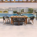 PURPLE LEAF 7 Pieces Outdoor Dining Set Patio Furniture Set Aluminum Wicker by PURPLELEAF