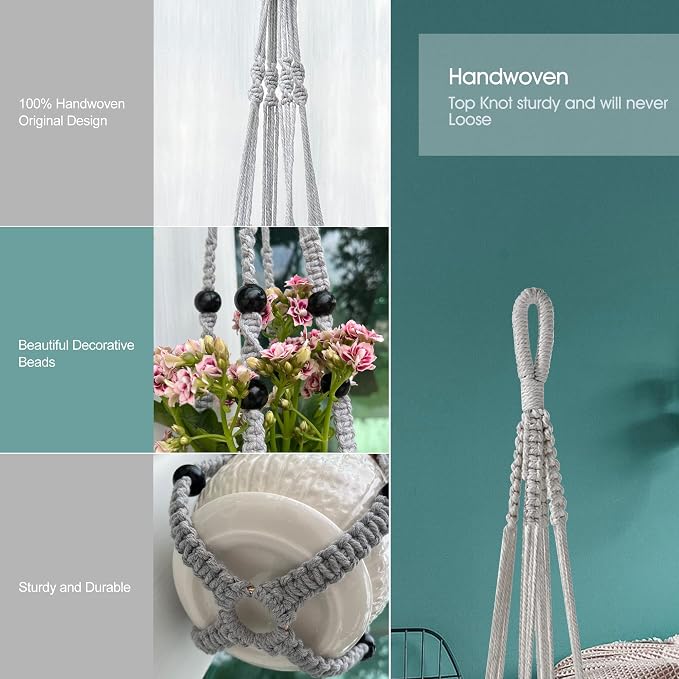 Macrame Plant Hanger for 5 to 10 Inch Plant Pots, Hanging Planter Basket Holder - Image 4