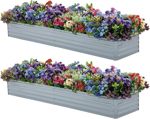 2 Pack 6x1.5x1FT Galvanized Raised Garden Beds Kit Outdoor Metal Gardening by Meberam