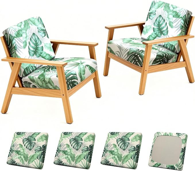 4Pcs Patio Stretch Cushion Covers, Outdoor Sofa Replacement Cover Slipcovers by BIETYONE