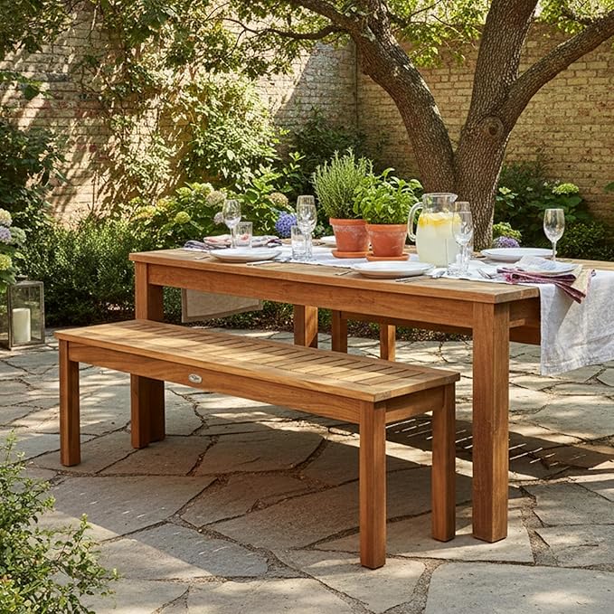 Tangkula 52 Inches Acacia Wood Outdoor Bench - Image 5