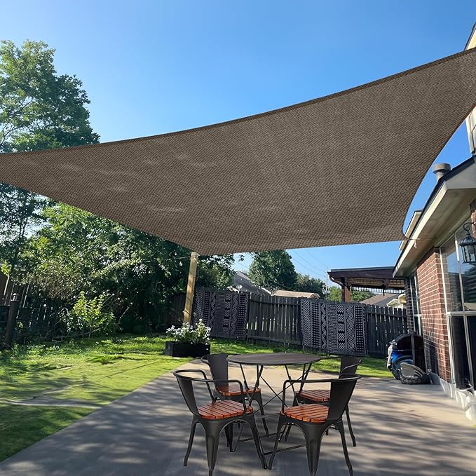 SUNLAX Sun Shade Sail 12' x 13' Brown Rectangle Canopy Sail Shade Cover UV by SUNLAX