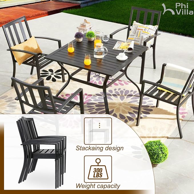 PHI VILLA 5 Piece Outdoor Dining Table Set - Image 3
