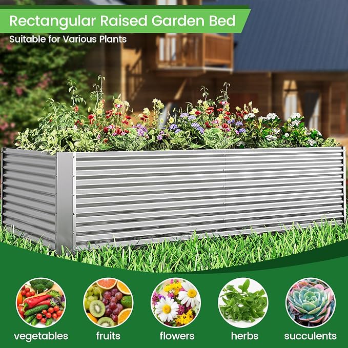 FRIZIONE 2pcs Tall 6x3ft Galvanized Raised Garden Bed Outdoor, Above Ground - Image 4