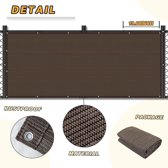 LOVE STORY 3'x6' Brown Balcony Screen Privacy Fence Cover UV Protection - Image 6