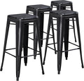 Flash Furniture Kai Commercial Grade 4 Pack 30" High Backless Distressed Black by FlashFurniture