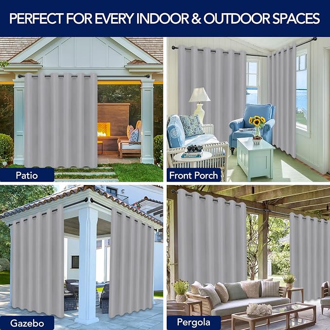 PureFit Outdoor Curtains for Patio Waterproof Weatherproof, UV Resistant - Image 5