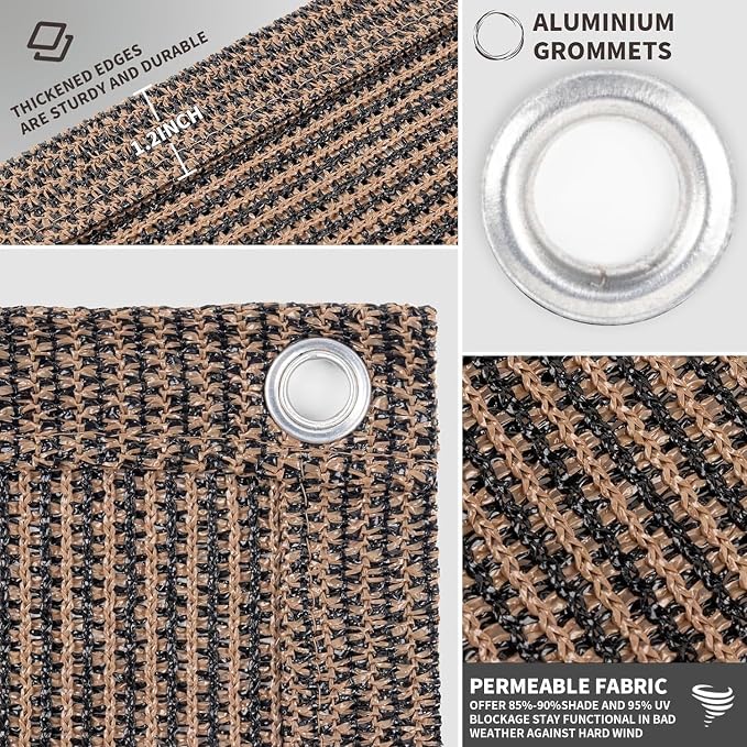 LOVE STORY Custom Size 2'6''x30' Brown Balcony Privacy Screen, UV Block Privacy - Image 3
