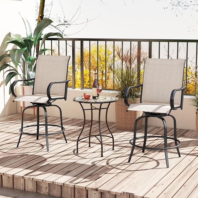 Giantex Set of 4 Swivel Outdoor Bar Stools, All-Weather Bar Height Patio Chairs - Image 8