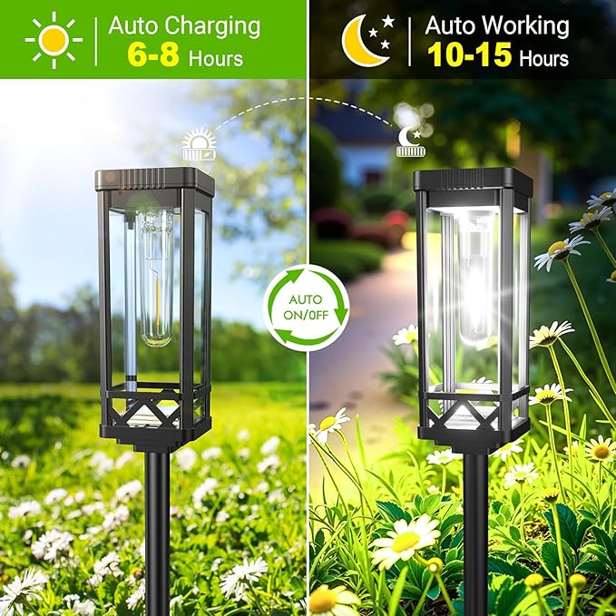 KOOPER Taller Solar Pathway Lights Outdoor, 4 Pack Upgraded Brighter Solar - Image 6